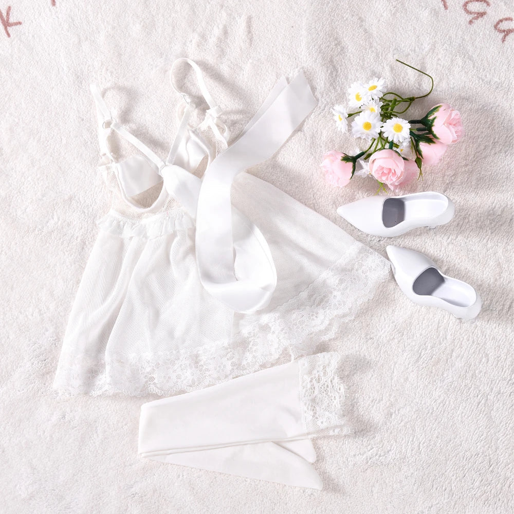 White Sexy Lingerie Mini Sex Doll Clothes Sleep Dress ( For #2,3,5,6,7,8,9 Body)