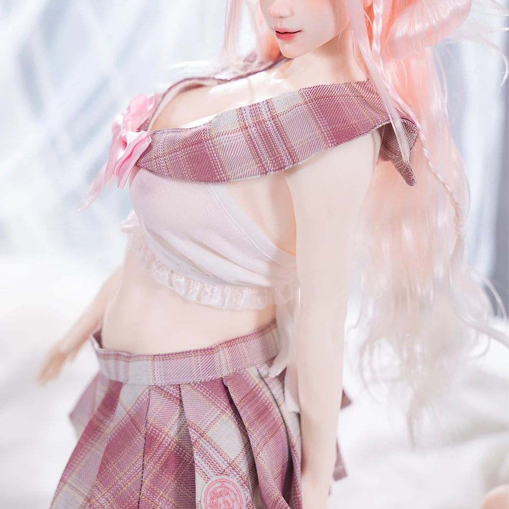 Mini Sex Doll Clothes JK Uniform Pink MiniSkirt (For #2,3,5,6,7,8,9 Body)