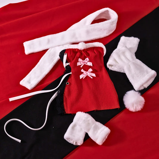 Mini Sex Doll Dress Up Red Plush Skirt Set Cosplay Clothing (For #2,3 Body)