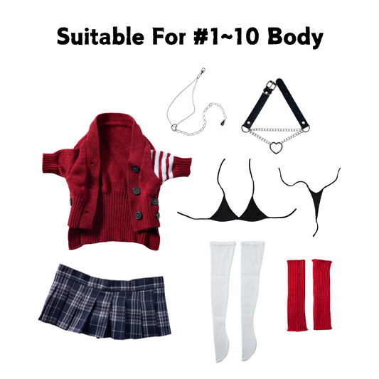Sex Doll Clothing Red Uniform Set Sexy Lingerie Anime Cosplay (For #1~10 Body)