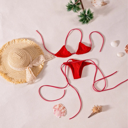 Mini Sex Dolls Clothing Red Bikini Swimsuit (For #1~10 Body)