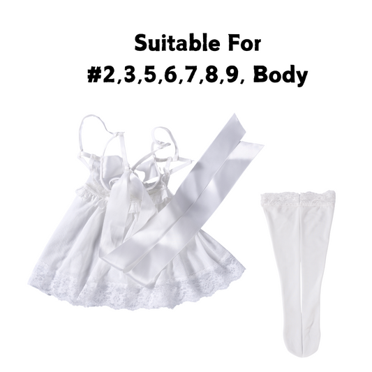 White Sexy Lingerie Mini Sex Doll Clothes Sleep Dress ( For #2,3,5,6,7,8,9 Body)